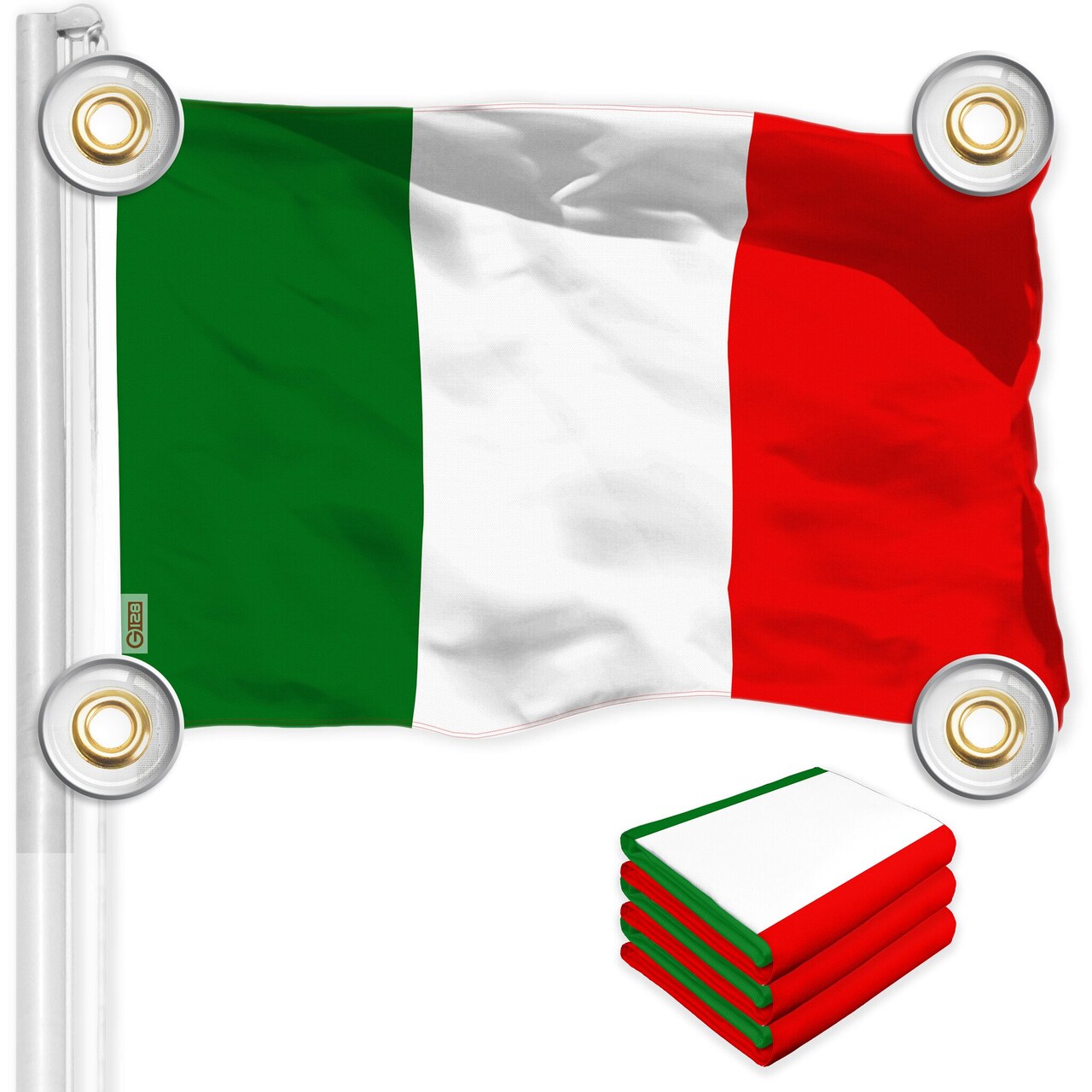 G128 3 Pack: Italy Italian Flag | 3x5 Ft | LiteWeave Pro Series Printed 150D Polyester, 4 Corner Brass Grommets | Country Flag, Vibrant Colors, Perfect For Balcony, More Durable Than 100D 75D Poly